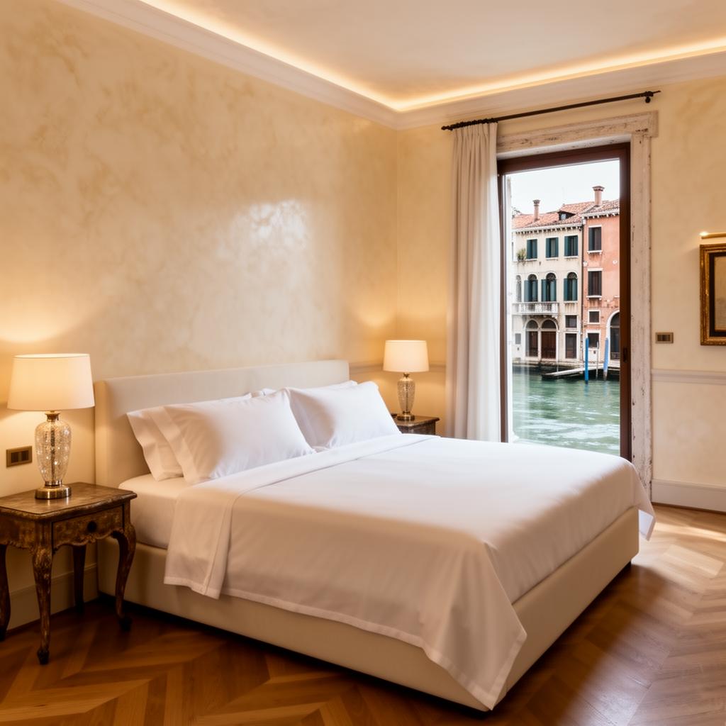 Luxury bedroom with curated Venetian decor